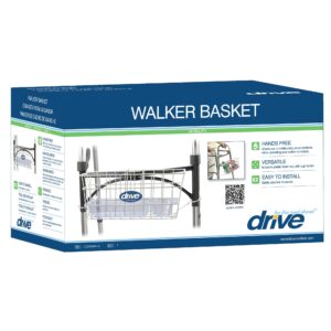 drive™ Walker Basket with Plastic Insert and Cup Holder - Aluminum Frame for 1-inch Cross Brace Walkers