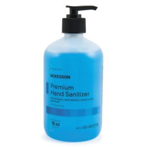 McKesson Premium Hand Sanitizer Gel with 70% Ethyl Alcohol, 18 oz Pump Bottle (Case of 12) - Summer Rain Scent