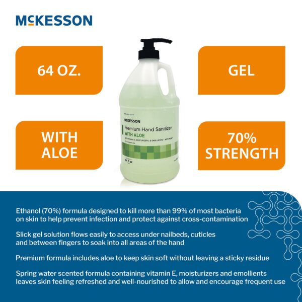 McKesson Premium Hand Sanitizer Refill - 64 Fl Oz Gel with Aloe and Spring Water Scent, 4 Count - Image 3
