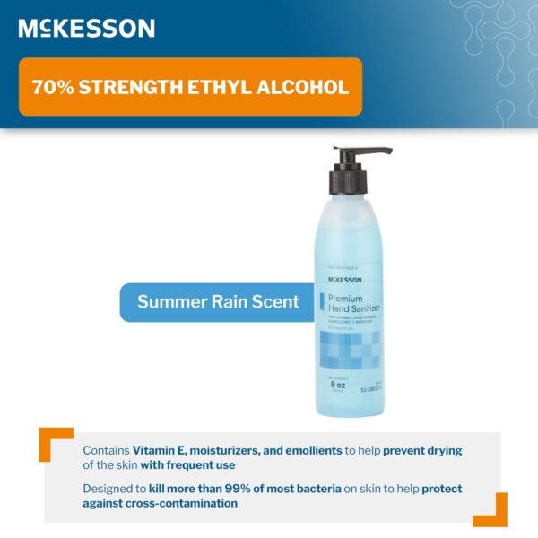 McKesson Premium Hand Sanitizer Gel, 8 oz Bottle with Summer Rain Scent, 70% Alcohol, Pack of 24 - Image 3