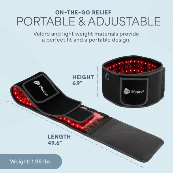 AllevaRed Pro Light Therapy Belt with Near-Infrared and Vibration – Black, 6-7/8 x 49-5/8 Inches - Image 7