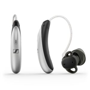 Sennheiser All-Day Clear Slim OTC Hearing Aid - Silver/Black, Model 1269003_BX