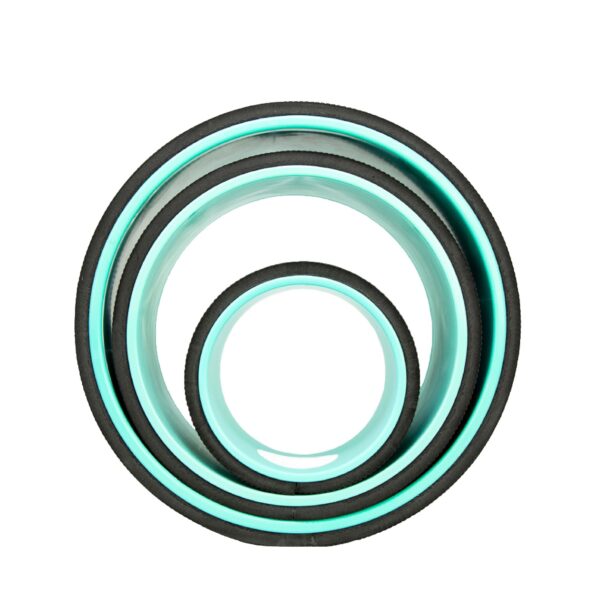 Chirp Yoga Massage Wheel Set with Foam Padding - Black and Mint, 4, 6, and 10 Inch Diameter - Image 2