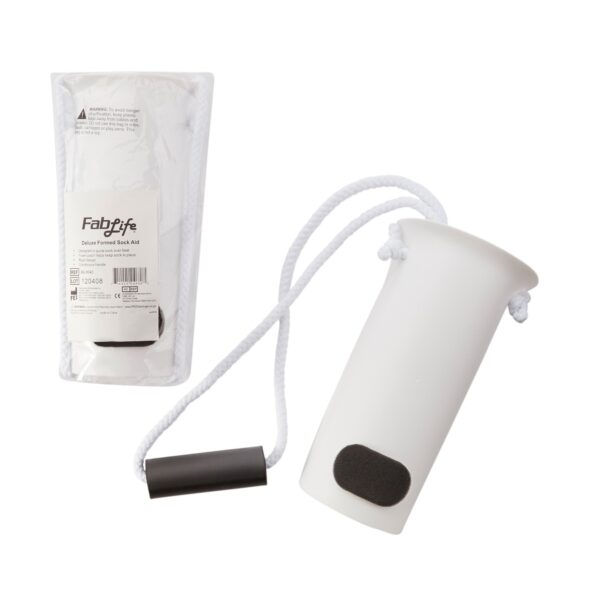 FabLife™ Deluxe Sock and Stocking Aid with Continuous Loop Handle - White and Black - Image 4