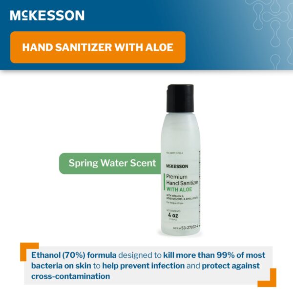 McKesson Premium Hand Sanitizer with Aloe 4 oz Gel - Fast-Absorbing, Moisturizing Ethyl Alcohol Solution - Image 3