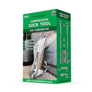 Reach Right 34-Inch Multi-Function Dressing Aid Kit with Sock Aid, Shoe Horn, and Dressing Hook