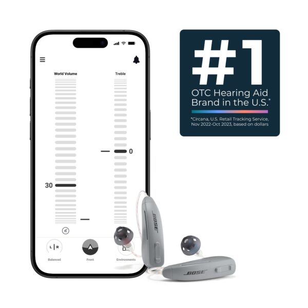 Lexie B1 Powered by Bose OTC Hearing Aid - Light Gray, One Size Fits Most - Image 6