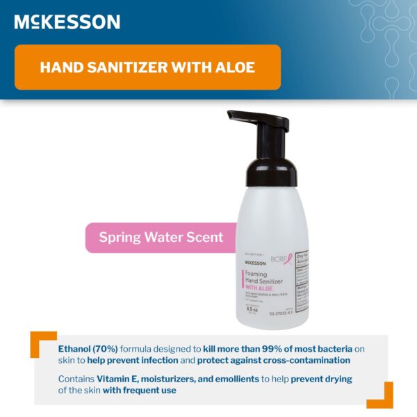 McKesson Foaming Hand Sanitizer with Aloe – 8.5 oz Pump Bottle, Kills 99% of Germs, Spring Water Scent - Image 3