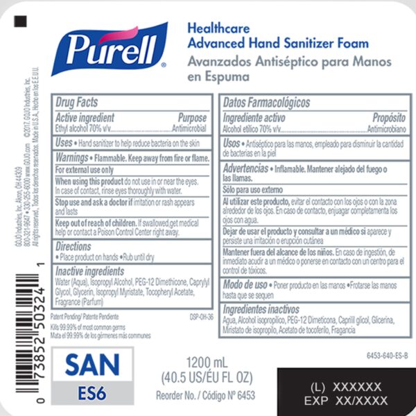 Purell® Healthcare Advanced Hand Sanitizer Foam Refill 1200 mL for ES6 Dispenser – Pack of 2 - Image 3