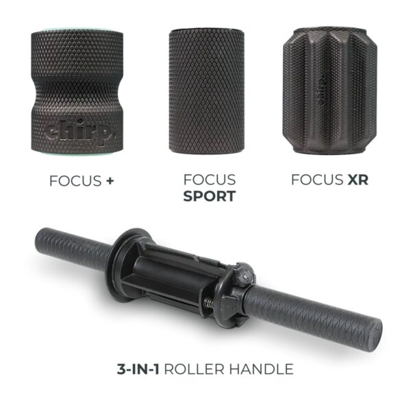 Chirp Three-in-One Muscle Roller Massager with Interchangeable Wheels – Hand-Held Self-Help Aid for Muscle Recovery - Image 4