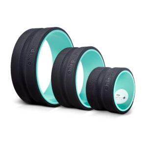 Chirp Yoga Massage Wheel Set with Foam Padding - Black and Mint, 4, 6, and 10 Inch Diameter