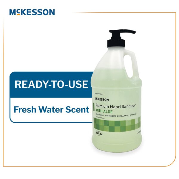 McKesson Premium Hand Sanitizer Refill - 64 Fl Oz Gel with Aloe and Spring Water Scent, 4 Count - Image 2