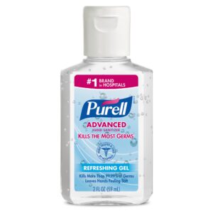 Purell® Advanced Hand Sanitizer Gel, 2 oz. Bottle – 70% Ethyl Alcohol with Skin Conditioners, Fruit Scent, Pack of 24