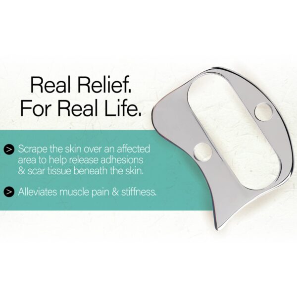 Kanjo Stainless Steel Gua Sha Myofascial Pain Relief Tool - Silver, 3.75 x 3.5 inches - Image 9