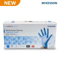 McKesson Confiderm® 2.8C Nitrile Exam Gloves, Large, Ocean Blue – Powder-Free, Textured Fingertips, Beaded Cuff for Secure Fit