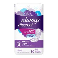 Always Discreet Size 3 Bladder Control Pads – 30 Count, Thin and Flexible for Discreet Protection