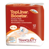 Tranquility® Top Liner® Contour Heavy Absorbency Incontinence Booster Pad – 13.5 x 21.5 Inches, One Size Fits Most, White Cloth-Like Backsheet, Pack of 10