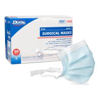 Dukal® Surgical Mask with Tie Closure - 3-Layer Pleated Blue Adult Masks (50 Masks per Box, 6 Boxes per Case)