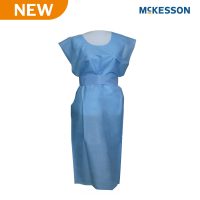 McKesson SMS Fluid Resistant Exam Gown - Extra Large, Blue, Unisex, 50 Pack